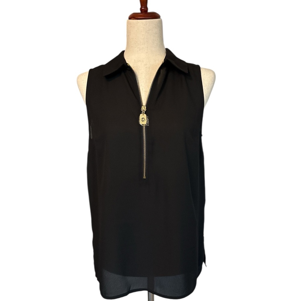 Michael Kors Black Sleeveless Zip Blouse